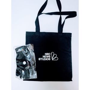 NEW NBC News Studios Black Adult Gloves Unisex Men Women Fabric Logo Tote Bag